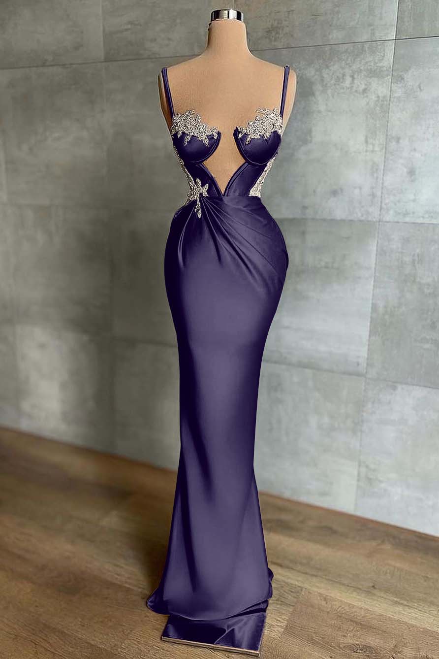 Showprettydess Pink Spaghetti-Strap Mermaid Prom Dress Sleeveless-showprettydress