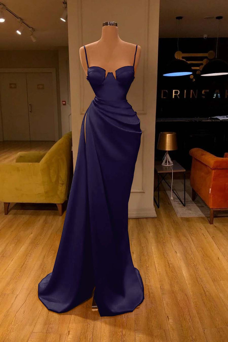Showprettydess Red Mermaid Prom Dress with Spaghetti Straps & Split-showprettydress