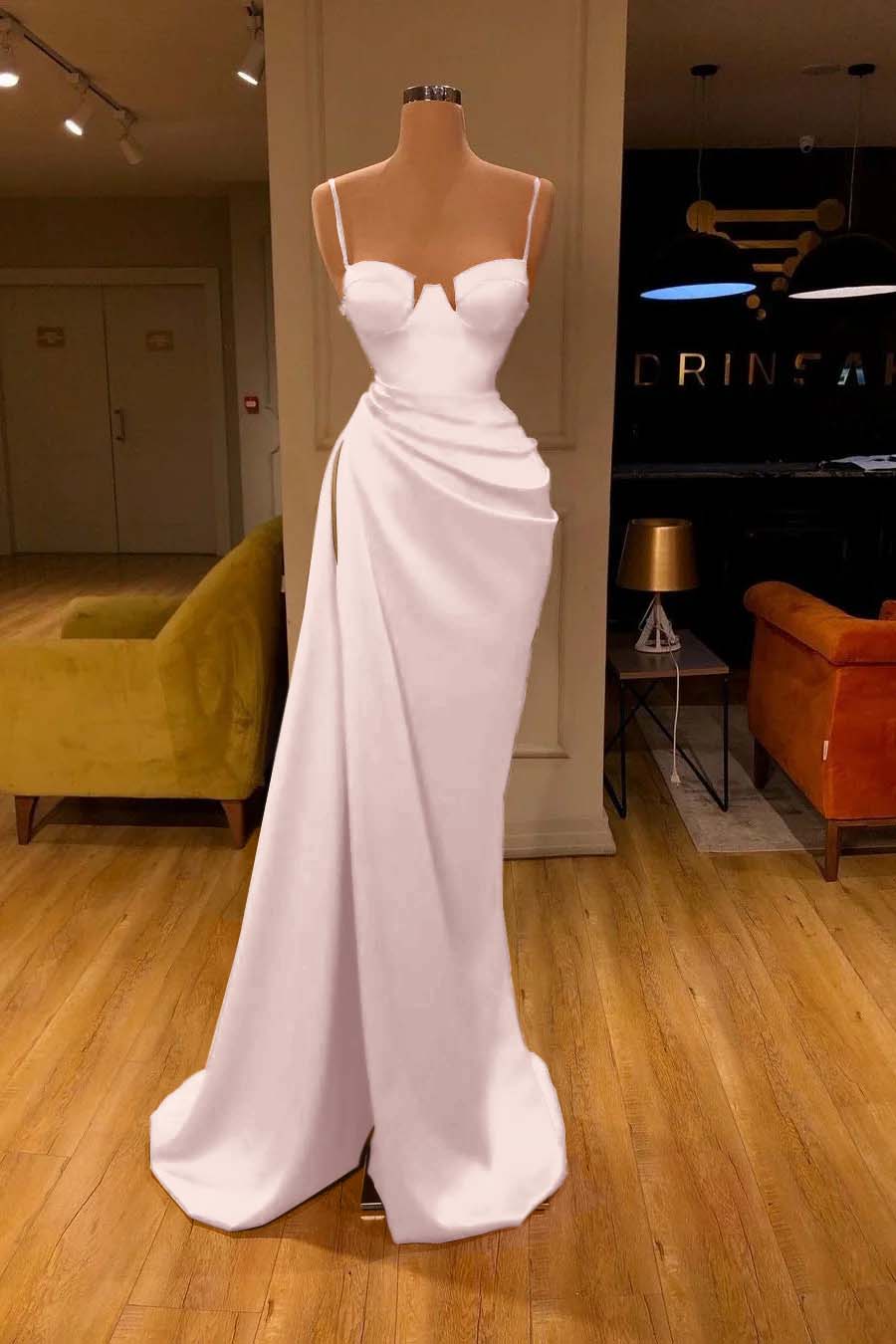 Showprettydess Red Mermaid Prom Dress with Spaghetti Straps & Split-showprettydress