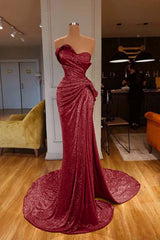 Showprettydess Red Sweetheart Mermaid Prom Dress with Sequins-showprettydress