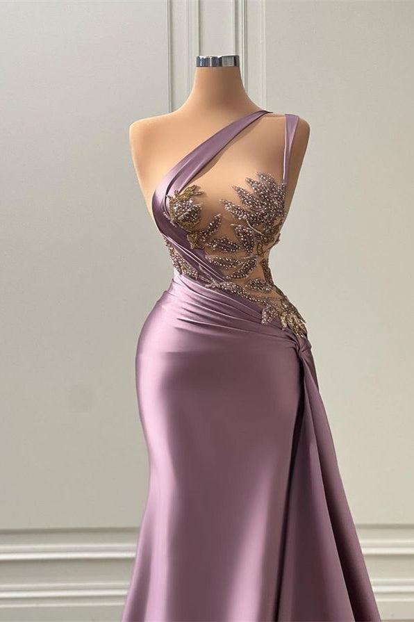 Showprettydess Sexy Purple Mermaid One-Shoulder Prom Dress-showprettydress