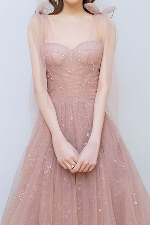 Showprettydess Shining Sleeveless Pink Long Prom Dress with Sweetheart & Sequins-showprettydress