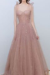 Showprettydess Shining Sleeveless Pink Long Prom Dress with Sweetheart & Sequins-showprettydress