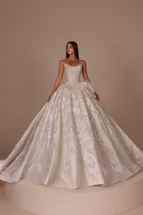 Showprettydess Silver Strapless Long Prom Dress A-Line Sleeveless with Sequins-showprettydress