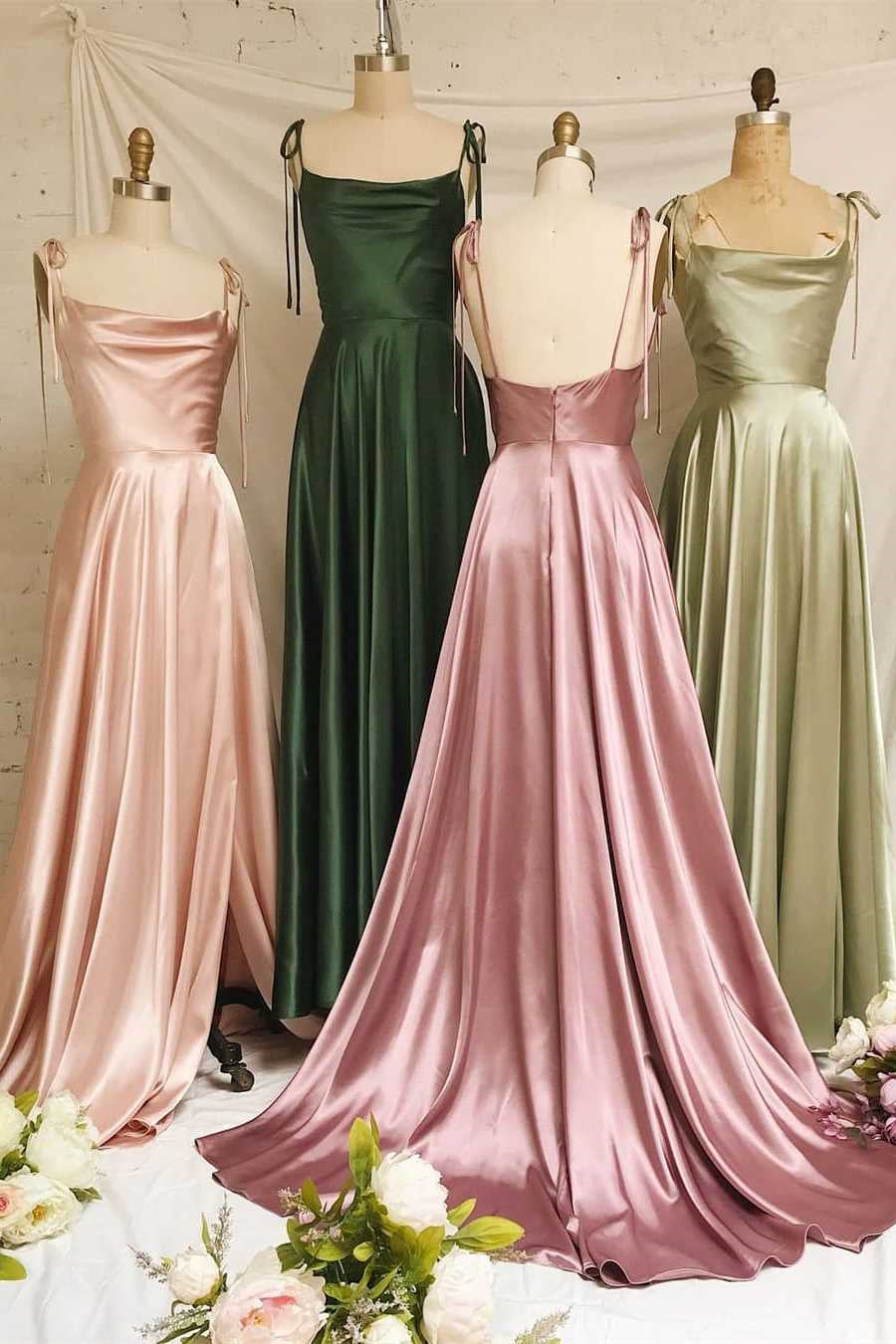 Showprettydess Simple Spaghetti Strap Prom Dress with Split & Open Back-showprettydress