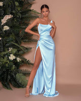 Showprettydess Sleeveless One-Shoulder Mermaid Long Slit Evening Dress-showprettydress