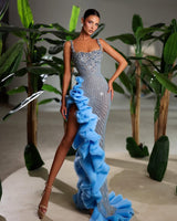 Showprettydess Sleeveless Spaghetti Straps Square Mermaid Long Prom Dress-showprettydress