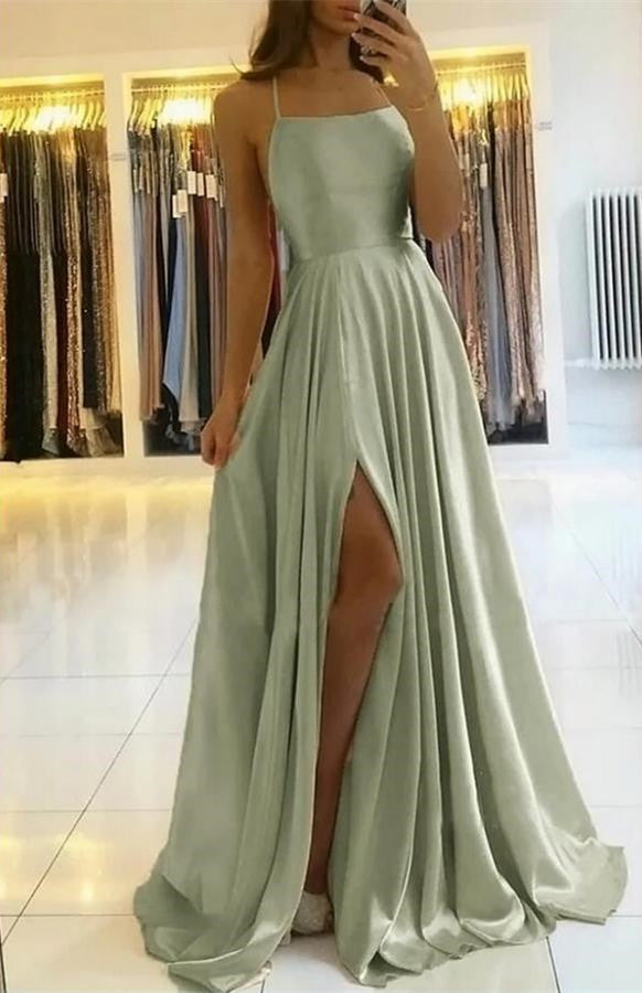 Showprettydess Spaghetti-Strap Prom Dress with Split-showprettydress