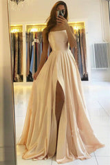 Showprettydess Spaghetti-Straps Long Prom Dress with Front Split-showprettydress