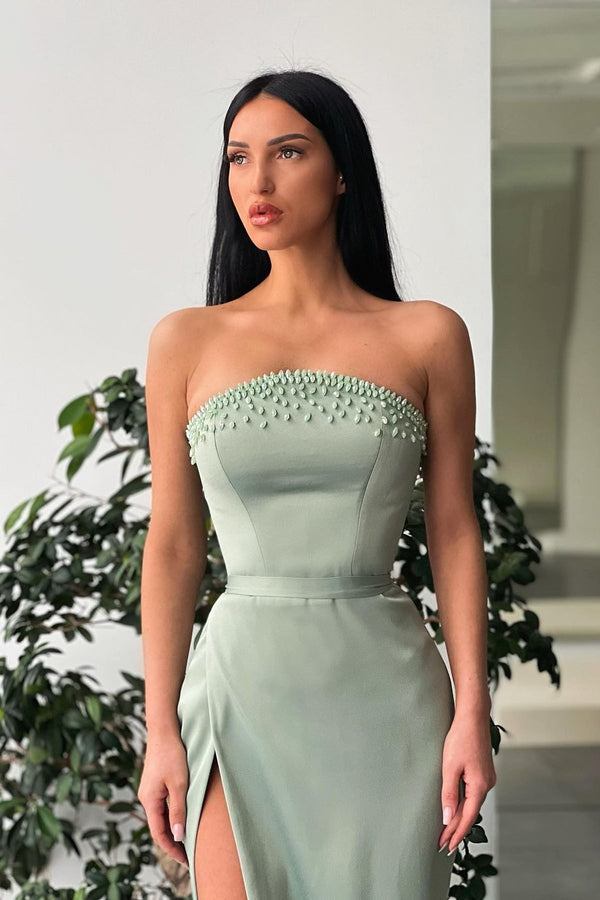 Showprettydess Strapless Long Mermaid Prom Dress with Split-showprettydress