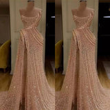 Showprettydess Strapless Mermaid Long Prom Dress with Split & Sequins-showprettydress