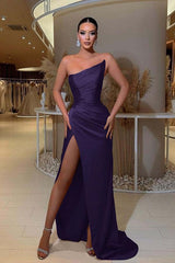 Showprettydess Strapless Sleeveless Column Prom Dress with Split-showprettydress