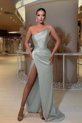 Showprettydess Strapless Sleeveless Column Prom Dress with Split-showprettydress