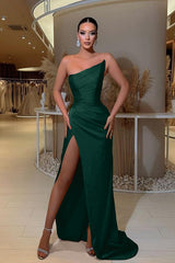 Showprettydess Strapless Sleeveless Column Prom Dress with Split-showprettydress