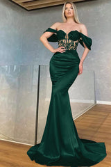 Showprettydess Sweetheart Long Off-the-Shoulder Mermaid Prom Dress with Beads-showprettydress