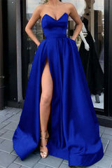 Showprettydess Sweetheart Long Prom Dress in Purple with Split & Pockets-showprettydress