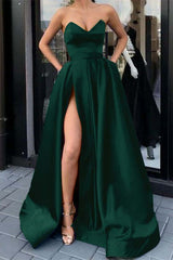 Showprettydess Sweetheart Long Prom Dress in Purple with Split & Pockets-showprettydress
