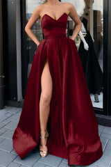 Showprettydess Sweetheart Long Prom Dress in Purple with Split & Pockets-showprettydress