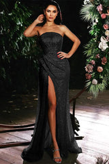 Showprettydess Violet Strapless Mermaid Prom Dress with Slit & Sequins Beads-showprettydress