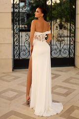 Showprettydess White One-Shoulder Long Prom Dress Sleeveless with Split-showprettydress
