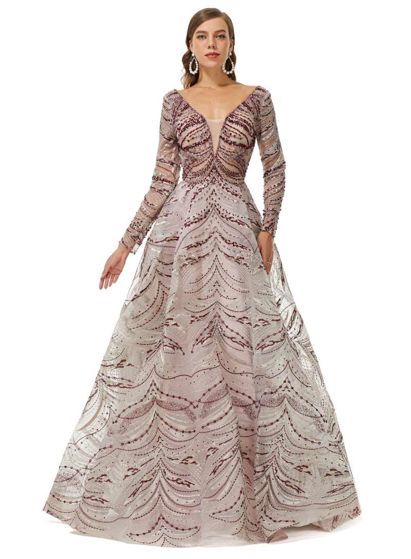 Showprettydress Design | Sparkle Beaded Long Sleeves Prom Dresses-showprettydress