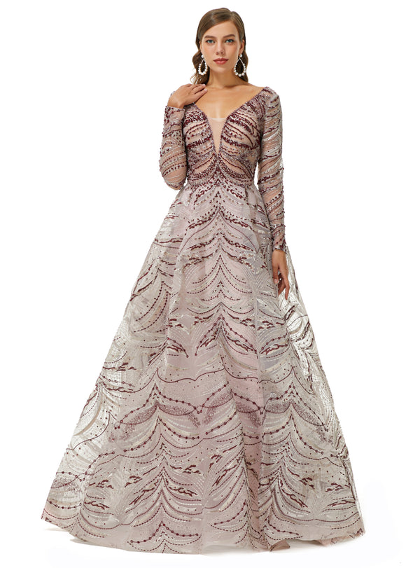 Showprettydress Design | Sparkle Beaded Long Sleeves Prom Dresses-showprettydress