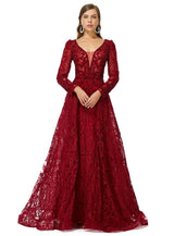 Showprettydress Design | Sparkle Beaded Wine Red Long Sleeves Prom Dresses-showprettydress