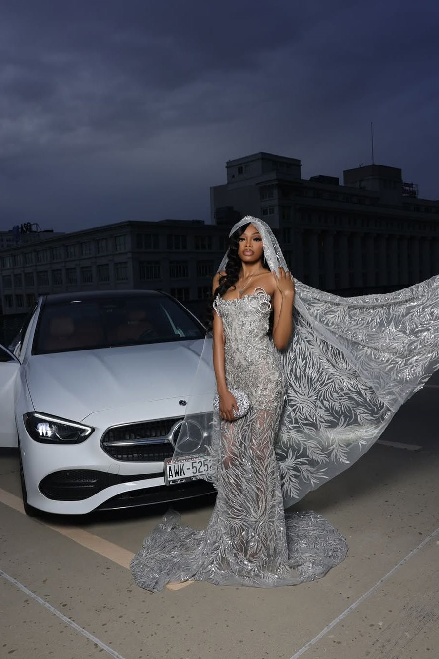 Silver Sparkle Beaded Mermaid Court Train Sweetheart Sleeveless Prom Dresses-Showprettydress