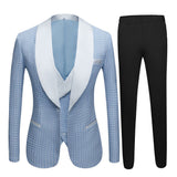 Sky Blue Fashion Dot Wedding Groom Suits with Shawl Lapel-showprettydress