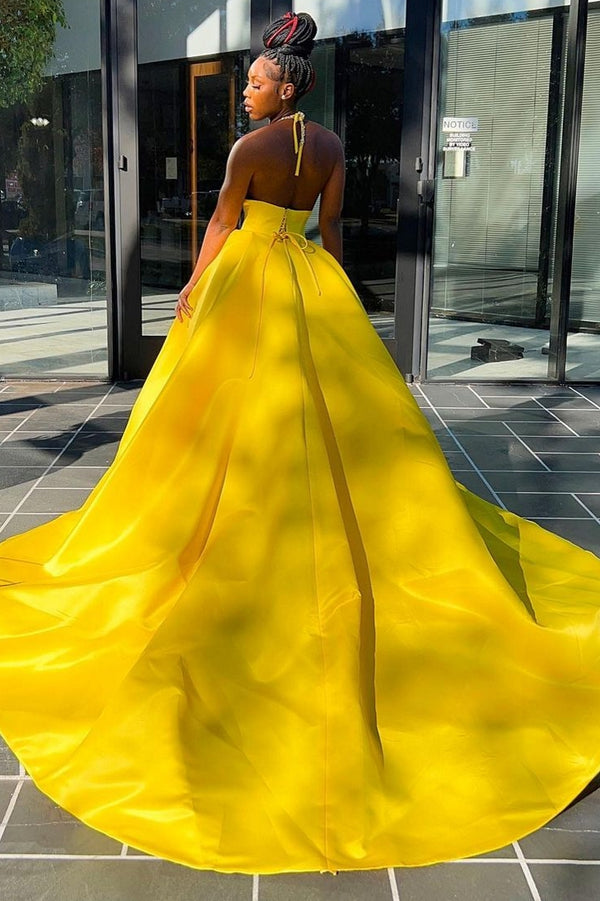 Sleeveless Ball Gown Spaghetti Backless Beading Prom Dress-showprettydress