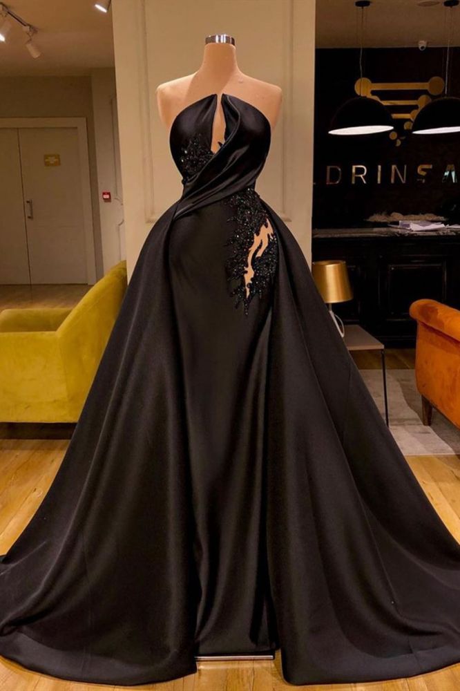 Sleeveless Black Evening Gowns Charming Mermaid Sweep Train-showprettydress