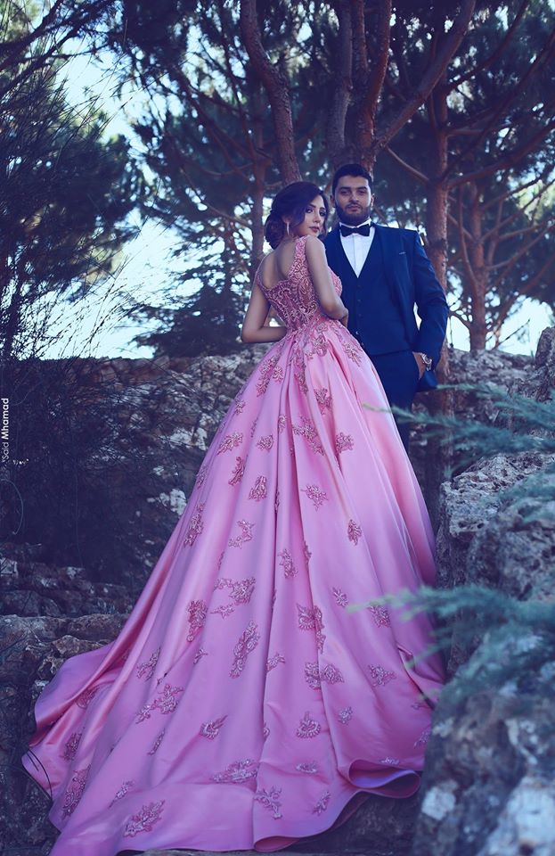 Sleeveless Candy Pink Evening Dresses On Sale Straps Appliques Chic Prom Dresses-showprettydress