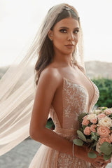 Sleeveless Floral Lace Mermaid Wedding Dress Detachable Train-showprettydress