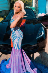 Spaghetti Slim Mermaid Long evening dress Charming Sleeveless Party Dress-showprettydress