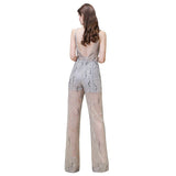 Sparkle Illusion High neck See-through Prom Jumpsuit-showprettydress