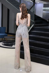 Sparkle Illusion High neck See-through Prom Jumpsuit-showprettydress