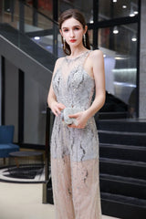 Sparkle Illusion High neck See-through Prom Jumpsuit-showprettydress