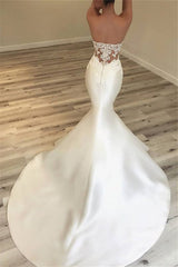 Strapless Appliques Wedding Dresses Classic Mermaid Open Back Dresses for Weddings-showprettydress