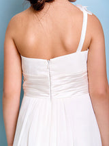 Strapless Chiffon Sleeveless Floor Length A-line Flowers Kids Party Dresses-showprettydress