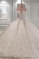 Strapless Sparkle Luxurious Train See through Ball Gown Wedding Dress-showprettydress