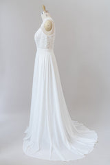 Straps Lace A-line Boho Wedding Dress-showprettydress