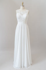 Straps Lace A-line Boho Wedding Dress-showprettydress