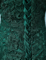 Stunning Lace Evening Dress Off The Shoulder Mermaid Party Dress Dark Green Half Sleeve Maxi Occasion Dress wedding guest dress-showprettydress