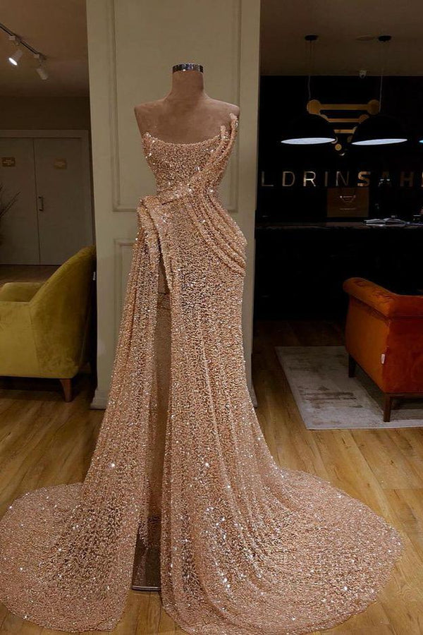 Stunning Starpless Sequins Long Mermaid Prom Dress With Slit-showprettydress