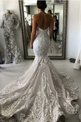 Stunning Sweetheart Ivory Mermaid Lace Wedding Dress Online-showprettydress