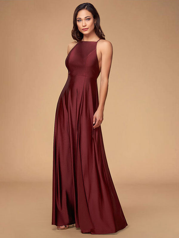 Stunning Women Evening Dress Burgundy A Line Criss Cross Lycra Spandex Formal Dinner Dresses-showprettydress