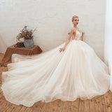 Summber Beach Spaghetti Straps Ivory Ball Gown Wedding Dress Online-showprettydress