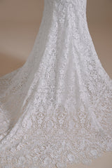 Sweetheart Detachable Bubble Sleeves Lace Mermaid Wedding Dress | Showprettydress Design-showprettydress