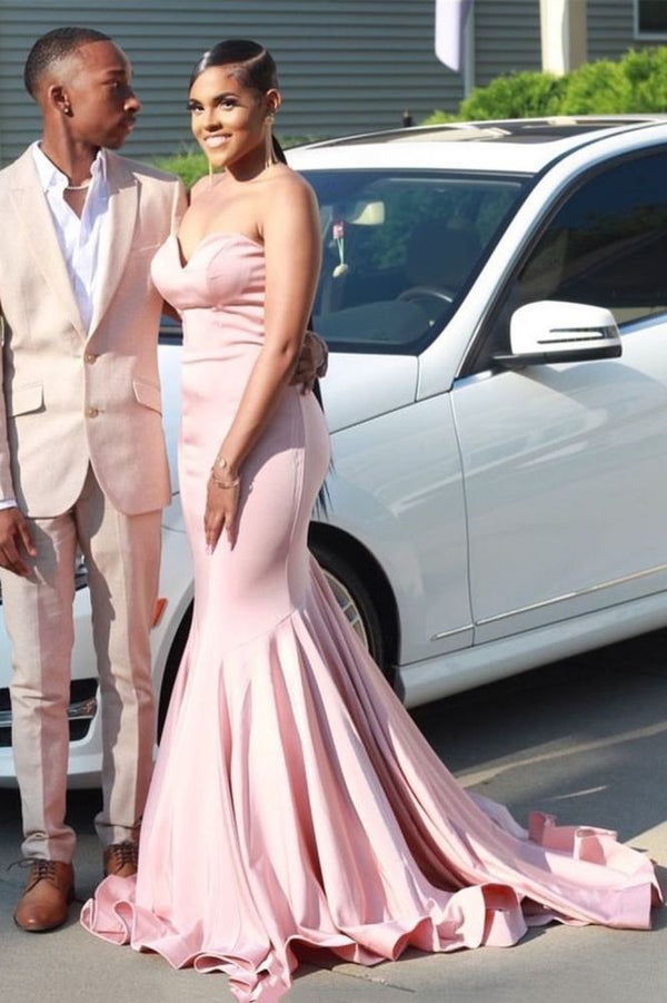 Sweetheart Mermaid Evening Dress Sleeveless Slim Floor Length Sweep train-showprettydress