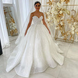 Sweetheart Princess A line Bridal Gowns Garden Lace Appliques Dress for Bride-showprettydress